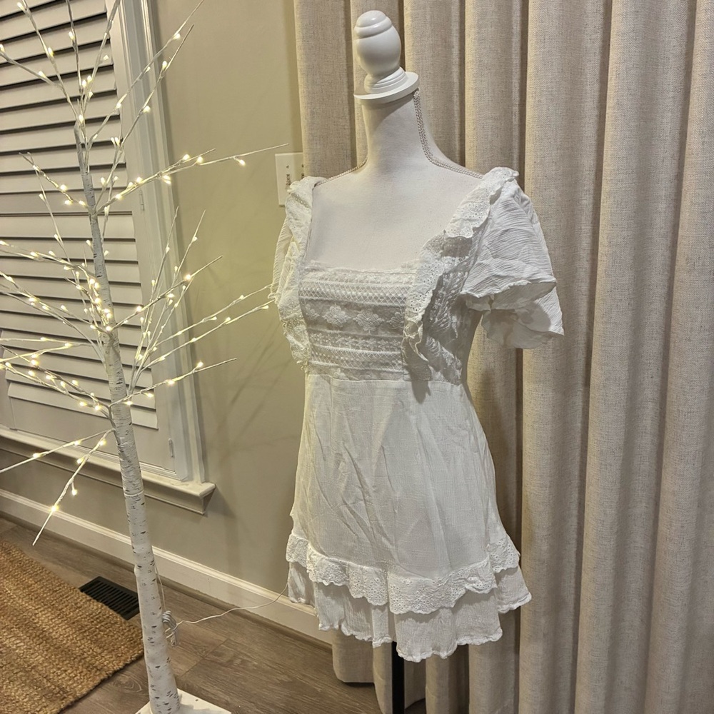 Selfie Leslie “Something Borrowed” White Lace Cottagecore Dress Large L NWT NEW - Picture 3 of 14
